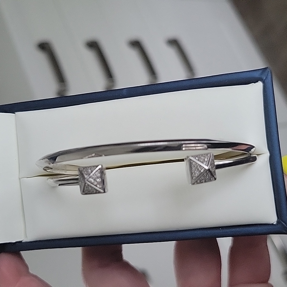 925 Silver Bangles, 1 with diamonds